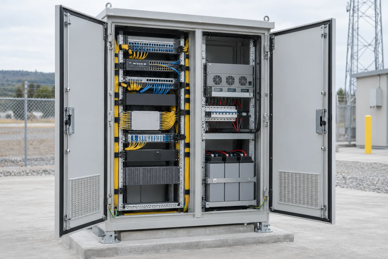 Open emergency communication equipment cabinet